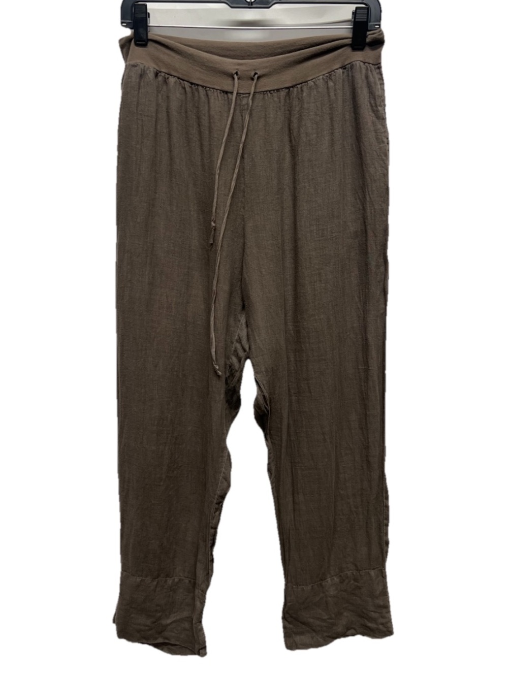 Flax Linen Drawstring Cropped Pull On Pants Size S